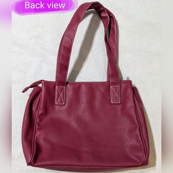ANNA MARTINA FRANCO NWOT 3 lg pouch shoulder bag, Reddish/Burgundy & Tan colour - Picture 15 of 16